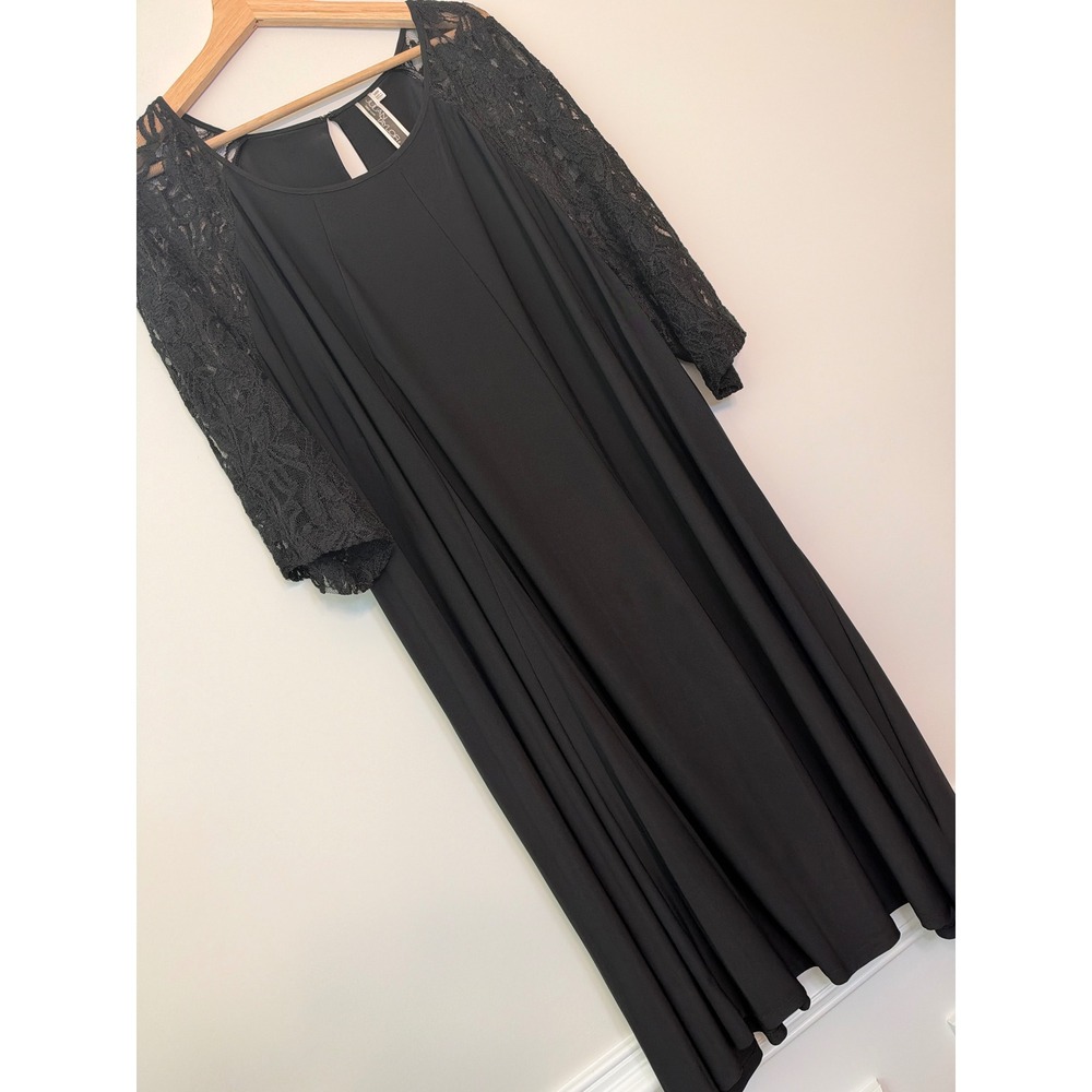 Julian Taylor Shift Dress Women 24W Black Lace Sleeve Trapeze
